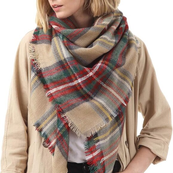 Plaid blanket thick winter scarf - Picture 2 of 5